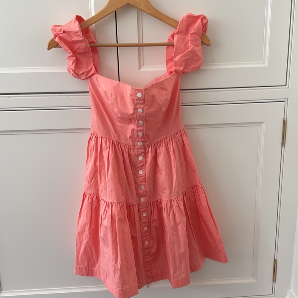 STAUD Coral Button-Down Mini Dress